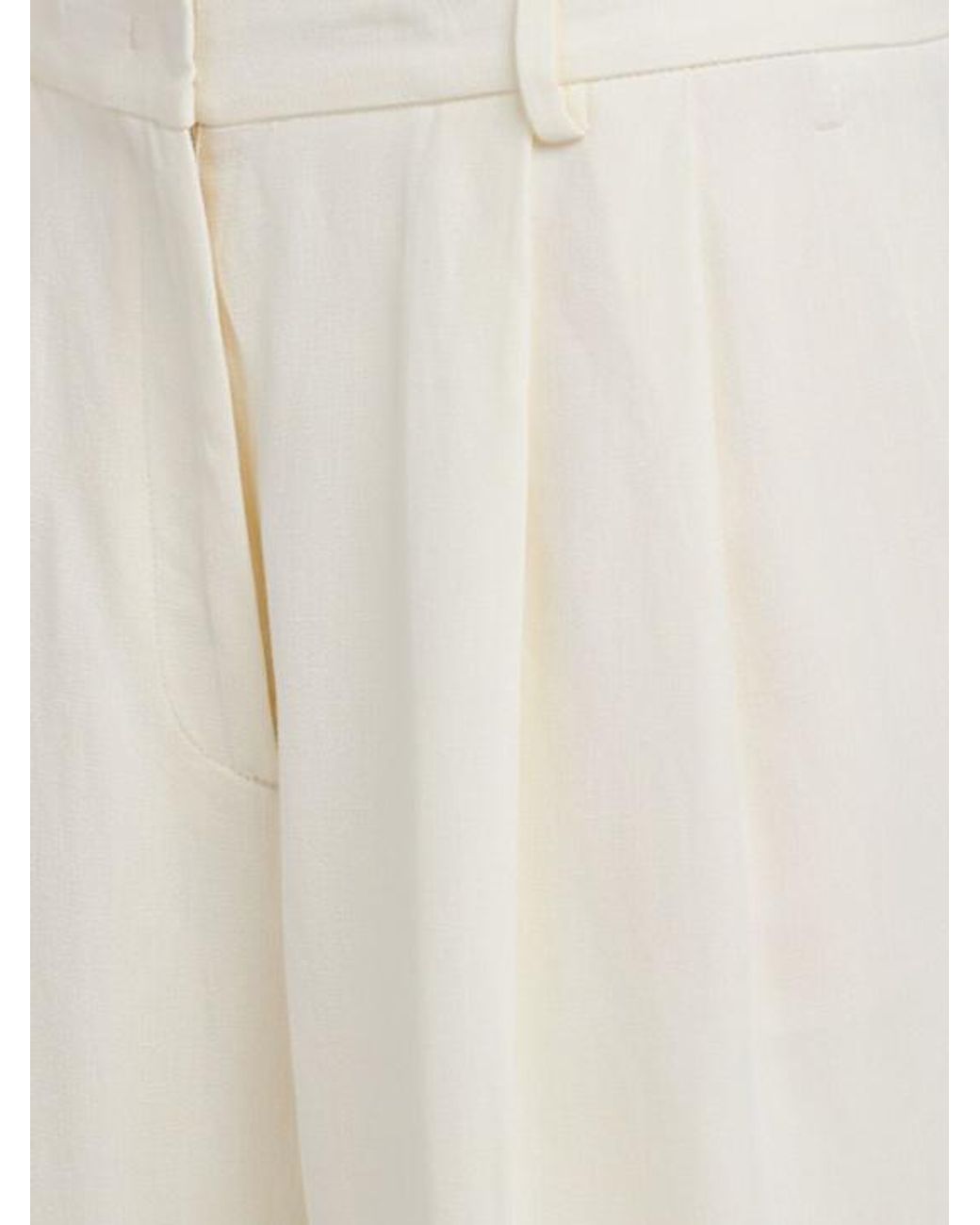 Fabiana Filippi White Double-Pleated Viscose And Linen Blend Wide-Leg Pants