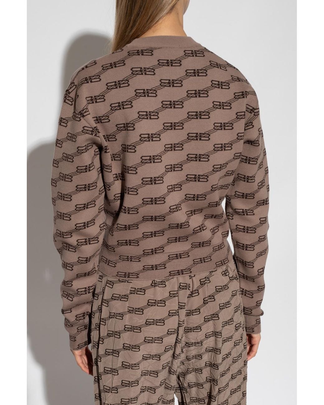 Balenciaga Brown Bb Monogram Knitted Jumper