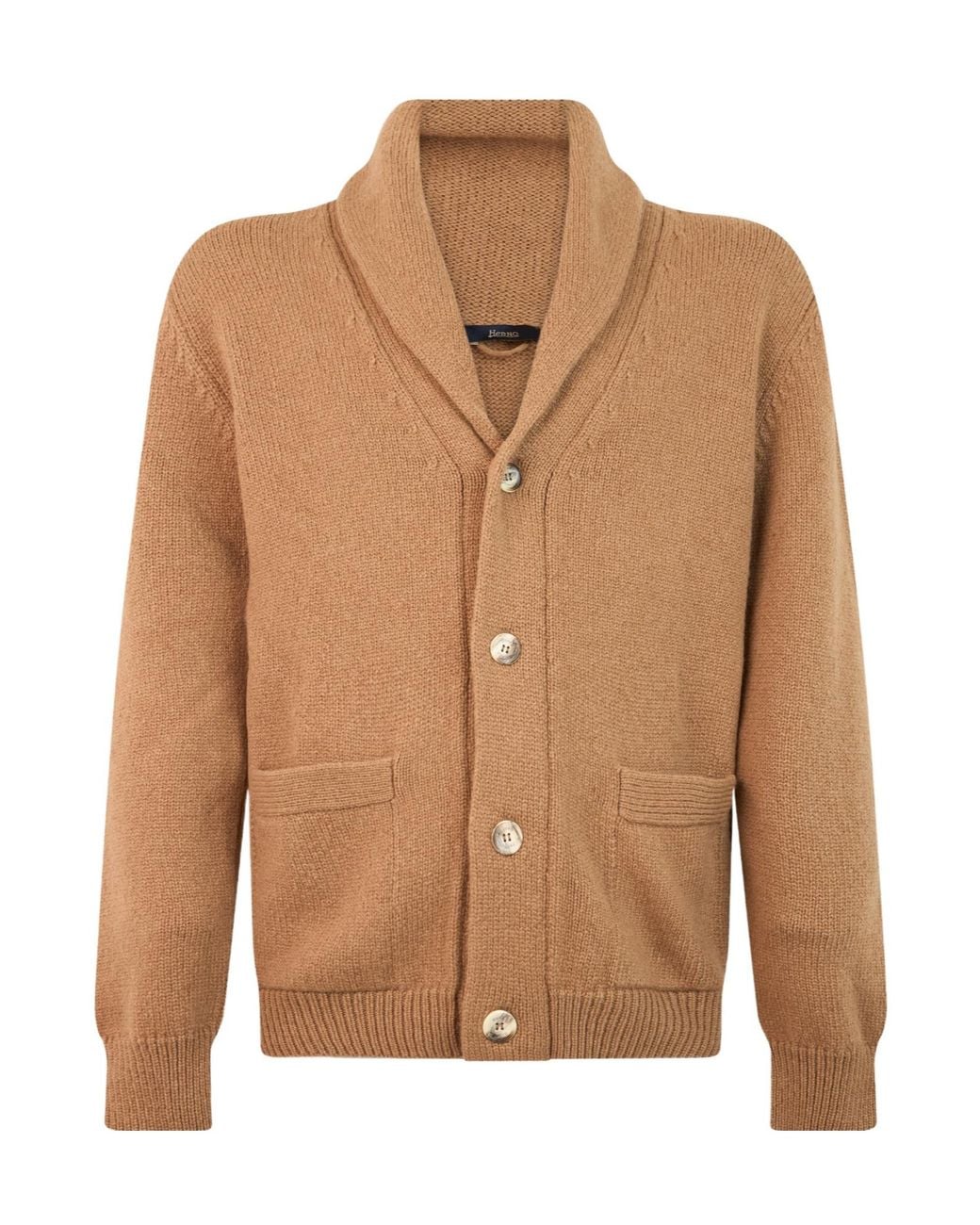 Herno Brown Shawl Collar Buttoned Cardigan for men