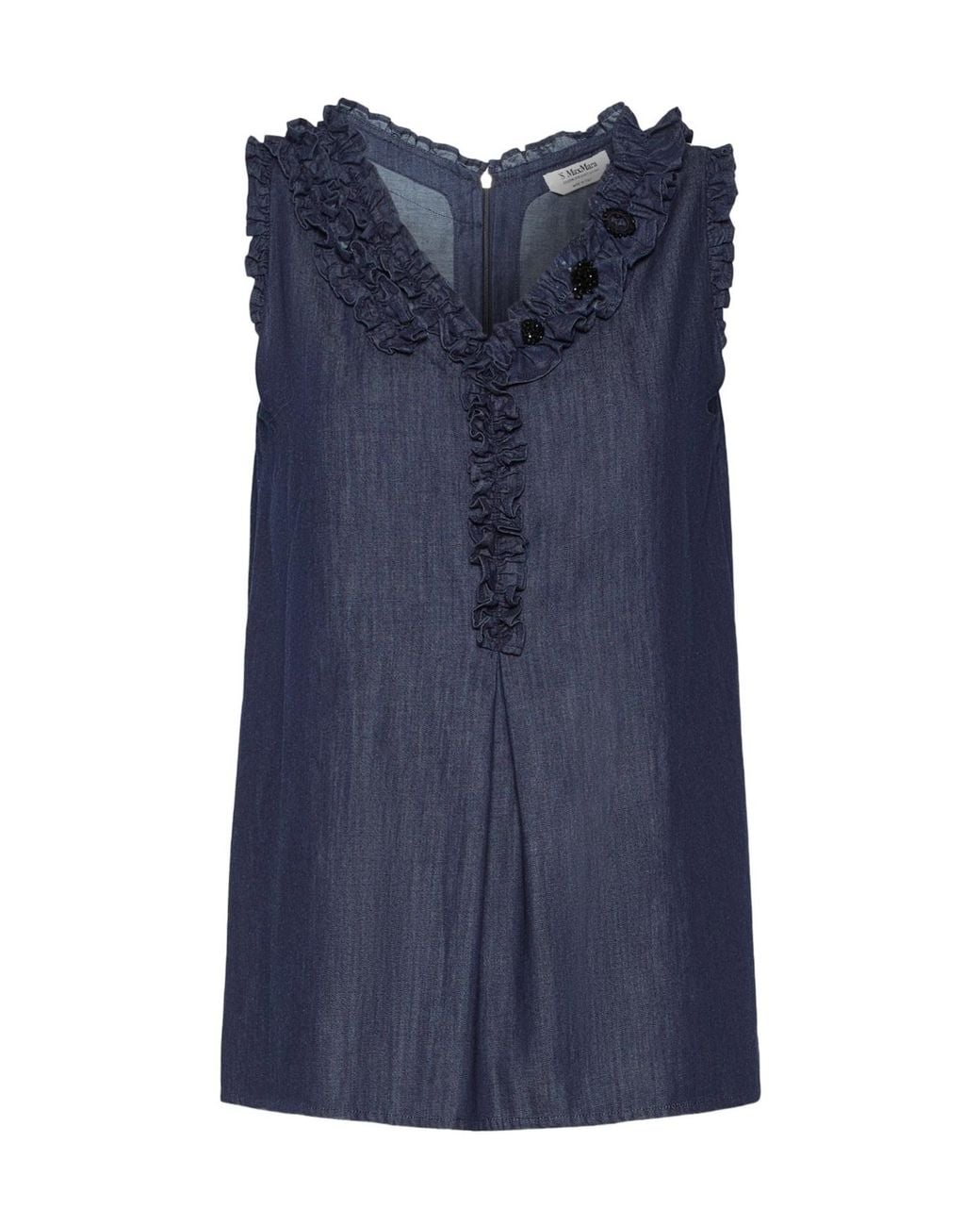 Max Mara Blue 'S Stmpiuma Sleeveless Denim Top