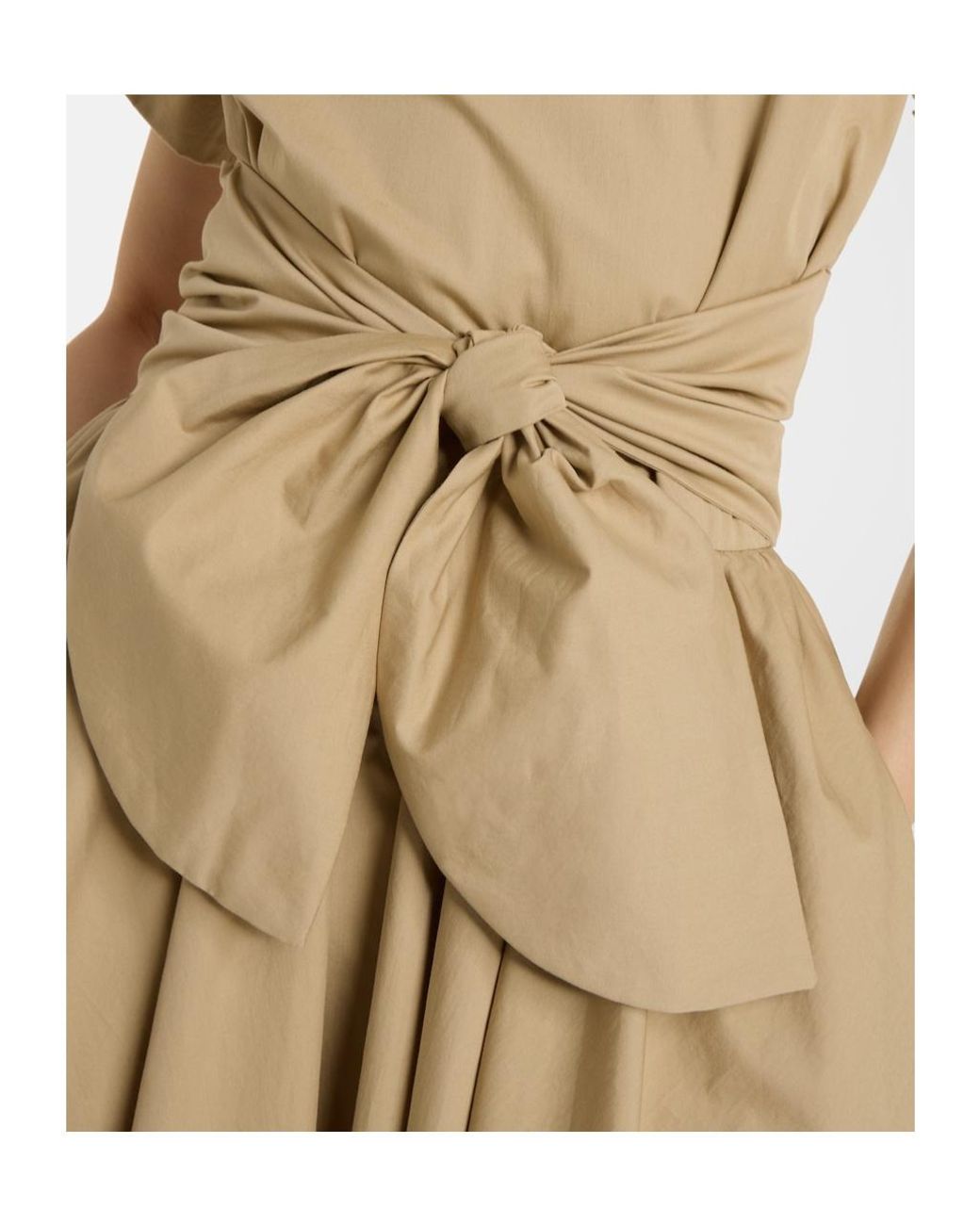 Patou Natural Gathered Cotton Midi Dress