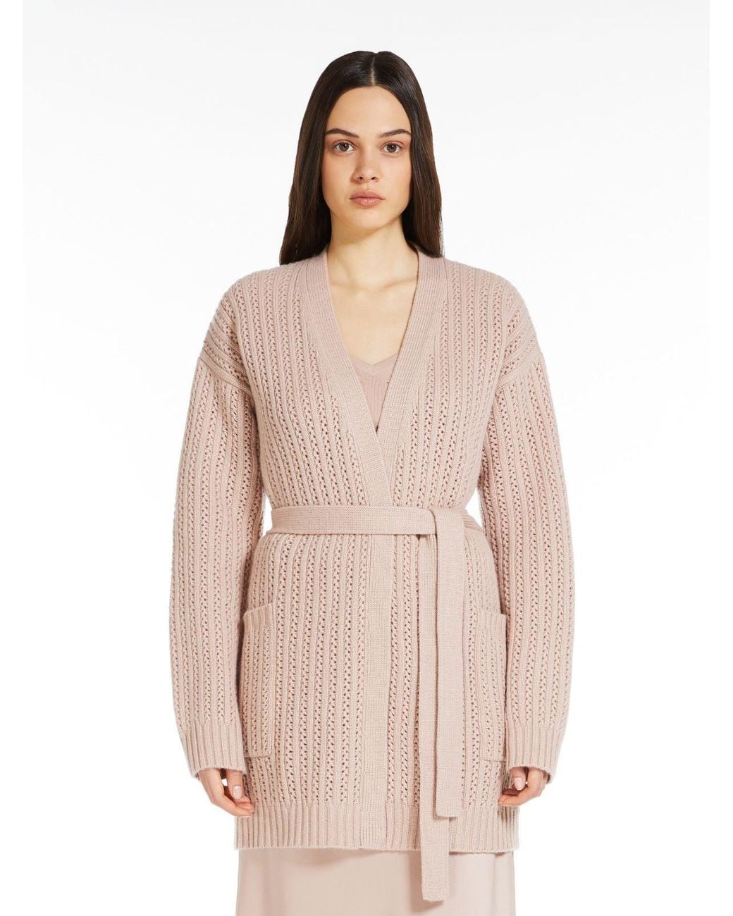 Max Mara Natural Balzac Belted Long-Sleeved Cardigan