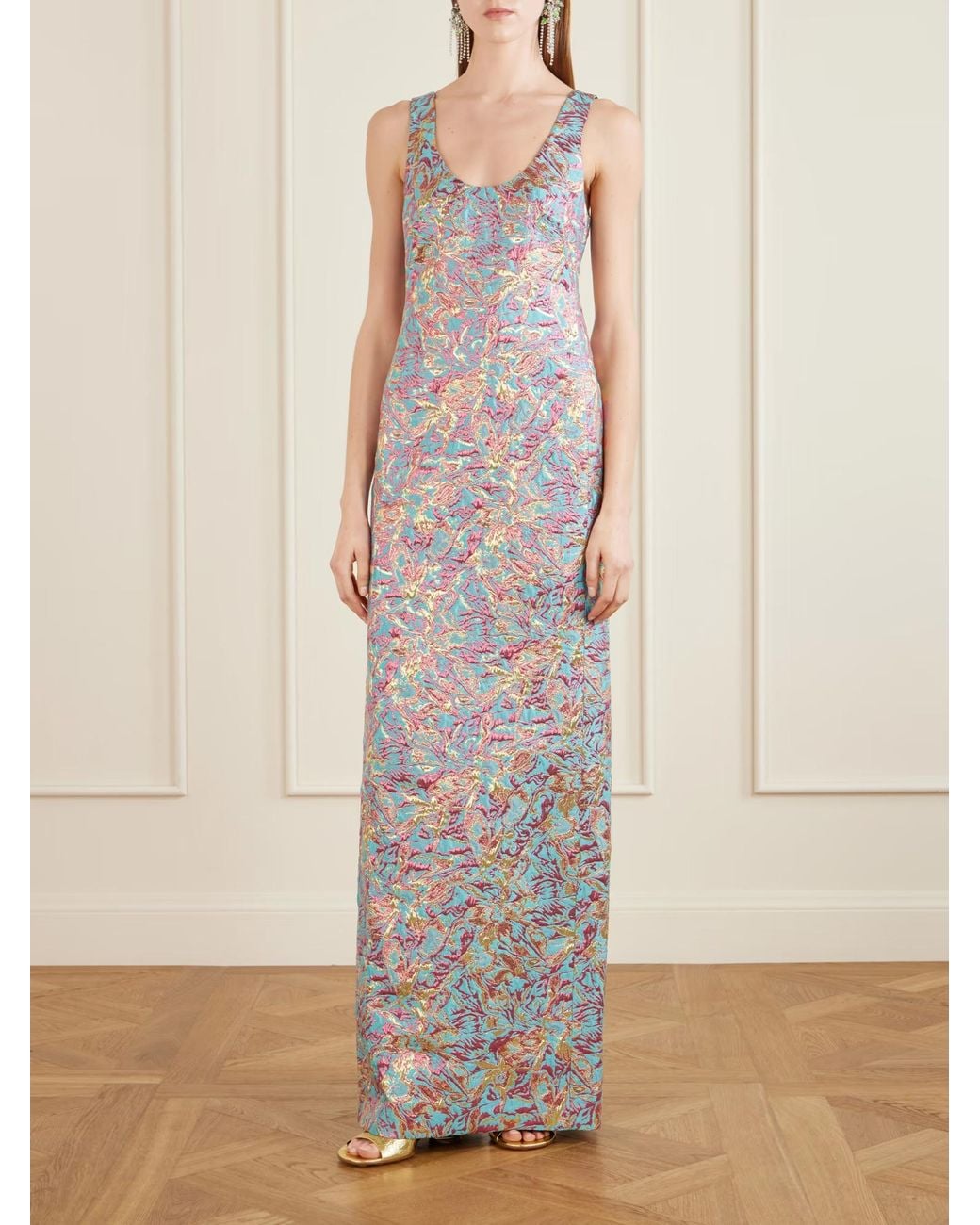 Dries Van Noten Purple Sleeveless Jacquard Dress