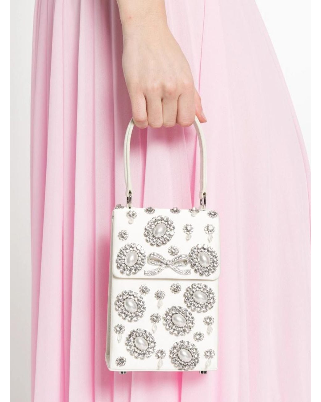 Self-Portrait White Embellished Chain Shoulder Bag