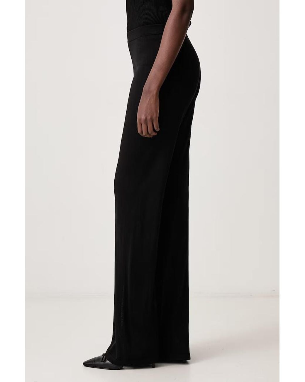 Soeur Black High-Waisted Knit Flare Pants