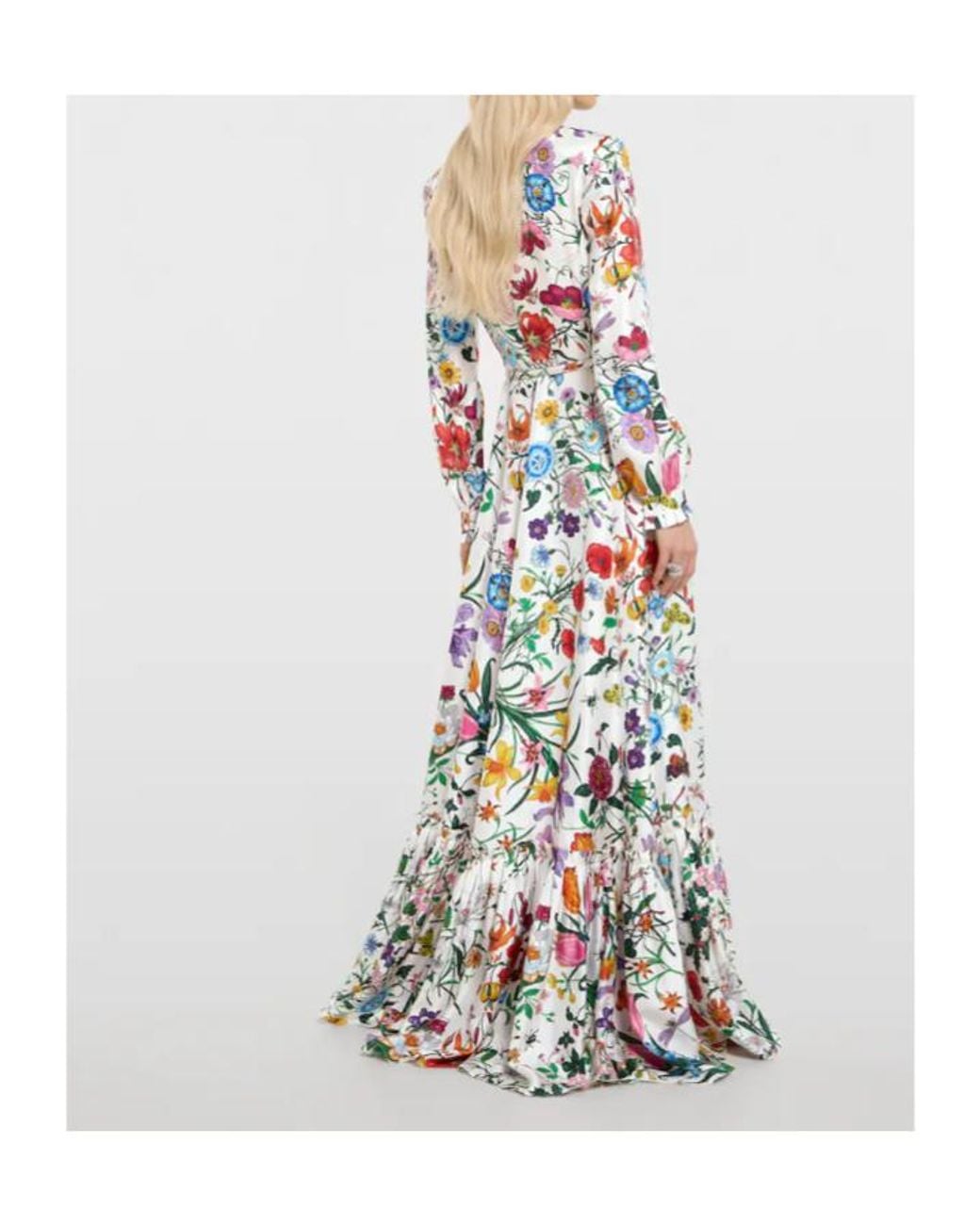 Gucci White Printed Twill Long Dress