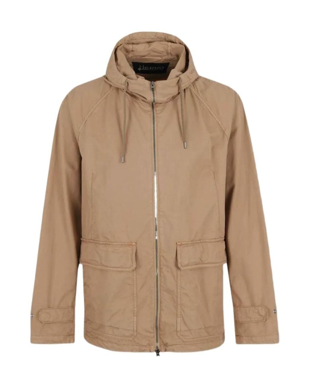 Herno Brown Drawstring Hooded Jacket for men