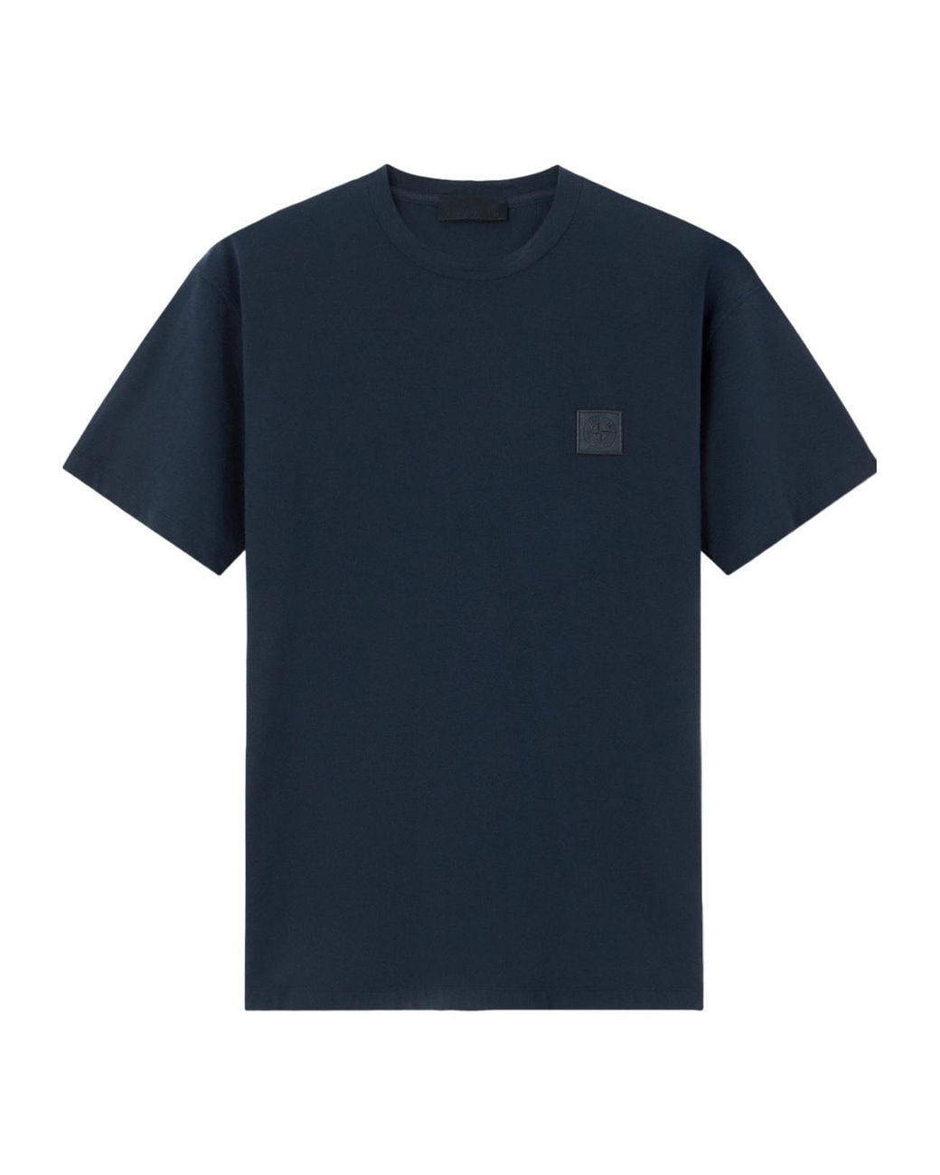 Stone Island Blue Plain Cotton T-Shirt for men