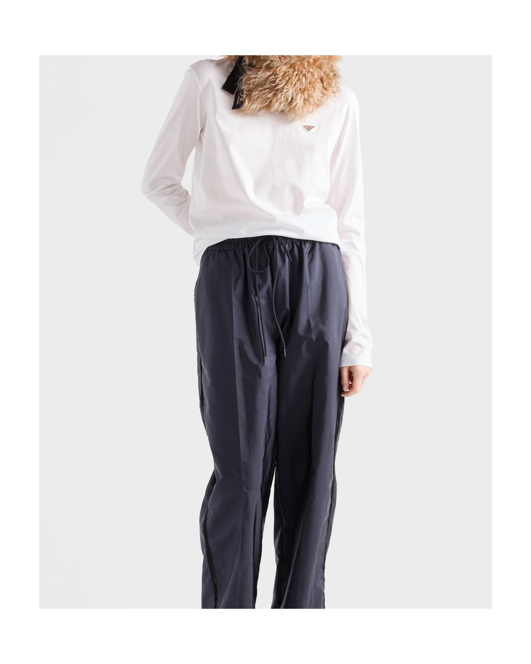 Prada White Long-Sleeved Crewneck T-Shirt