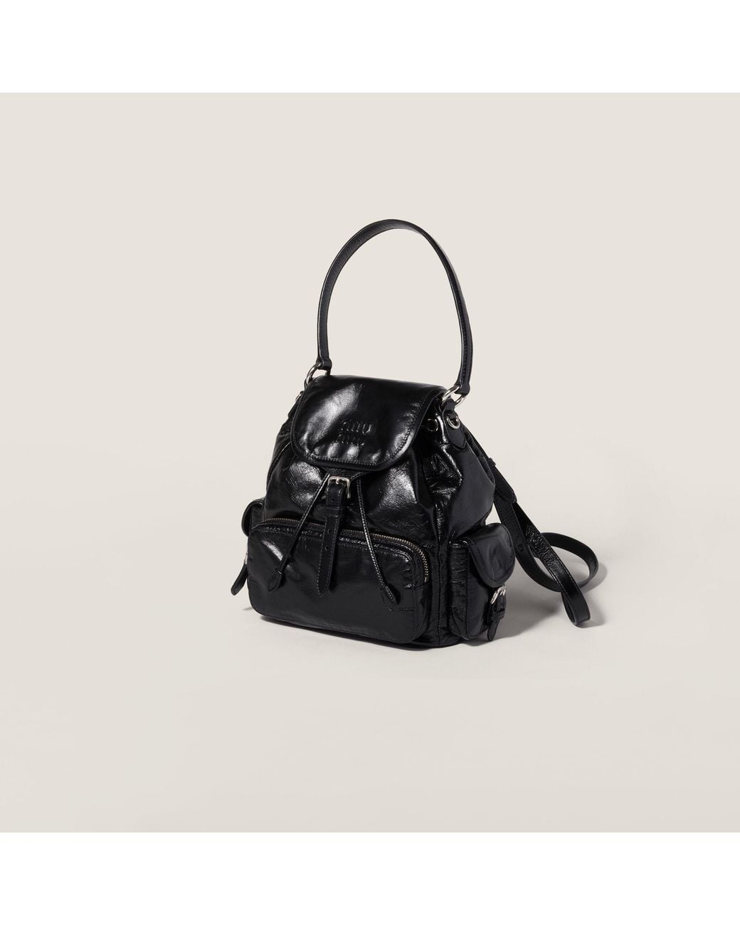 Miu Miu Black Shiny Leather Backpack