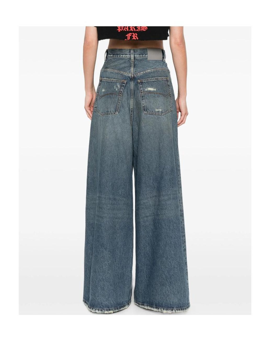 Balenciaga Blue High-Waisted Wide-Leg Jeans