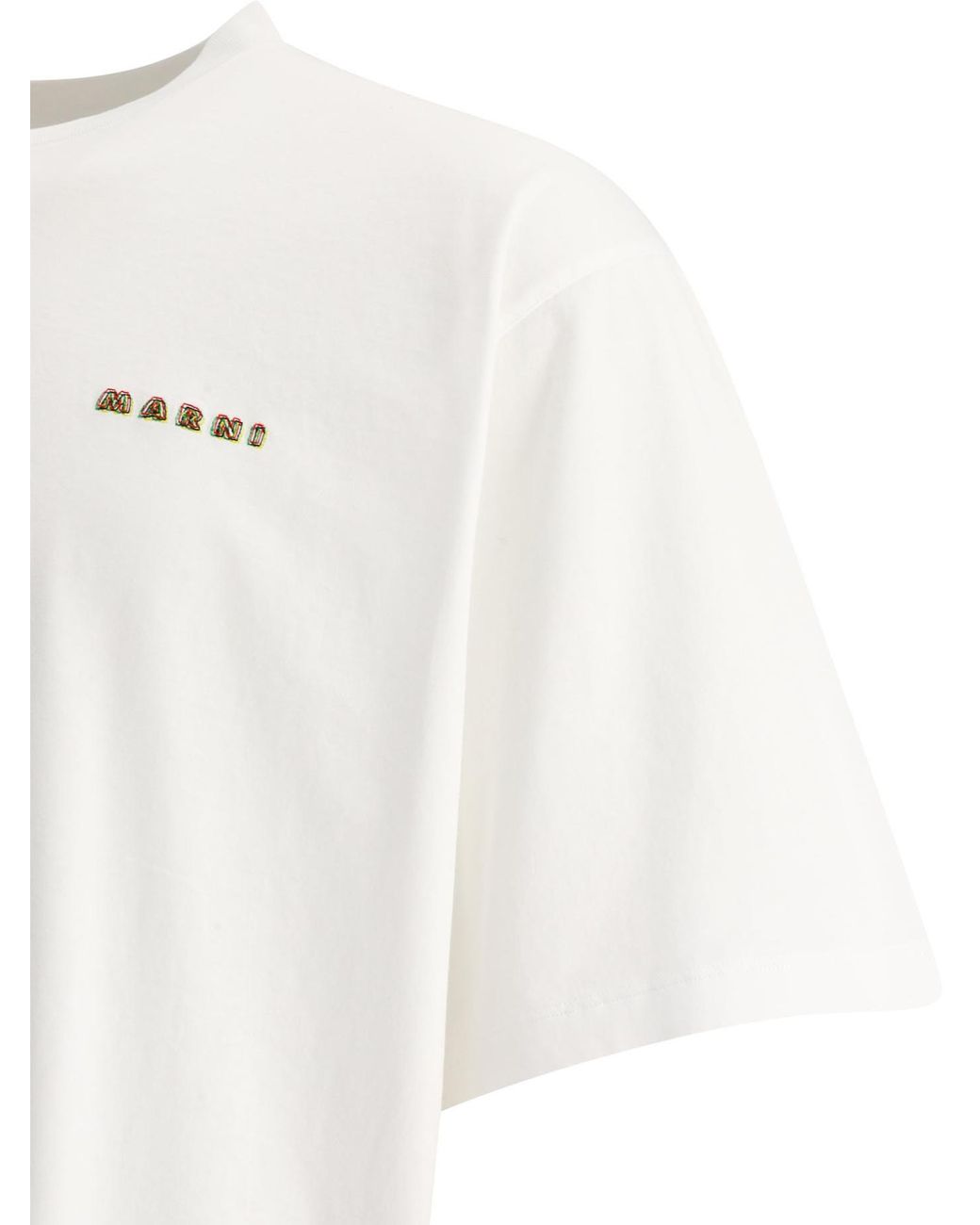 Marni White Graphic-Print Cotton T-Shirt for men