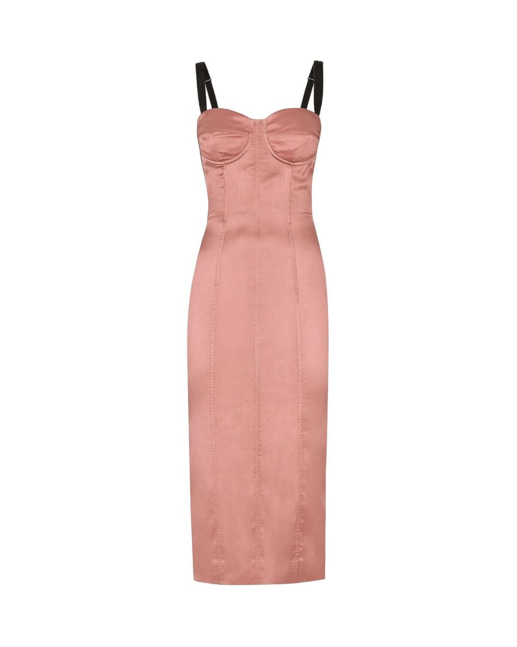 Dolce & Gabbana Pink Satin Calf-Length Corset Dress