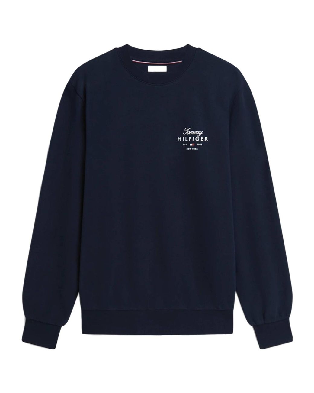 Tommy Hilfiger Blue Stack Logo-Embroidered Crew-Neck Sweatshirt for men