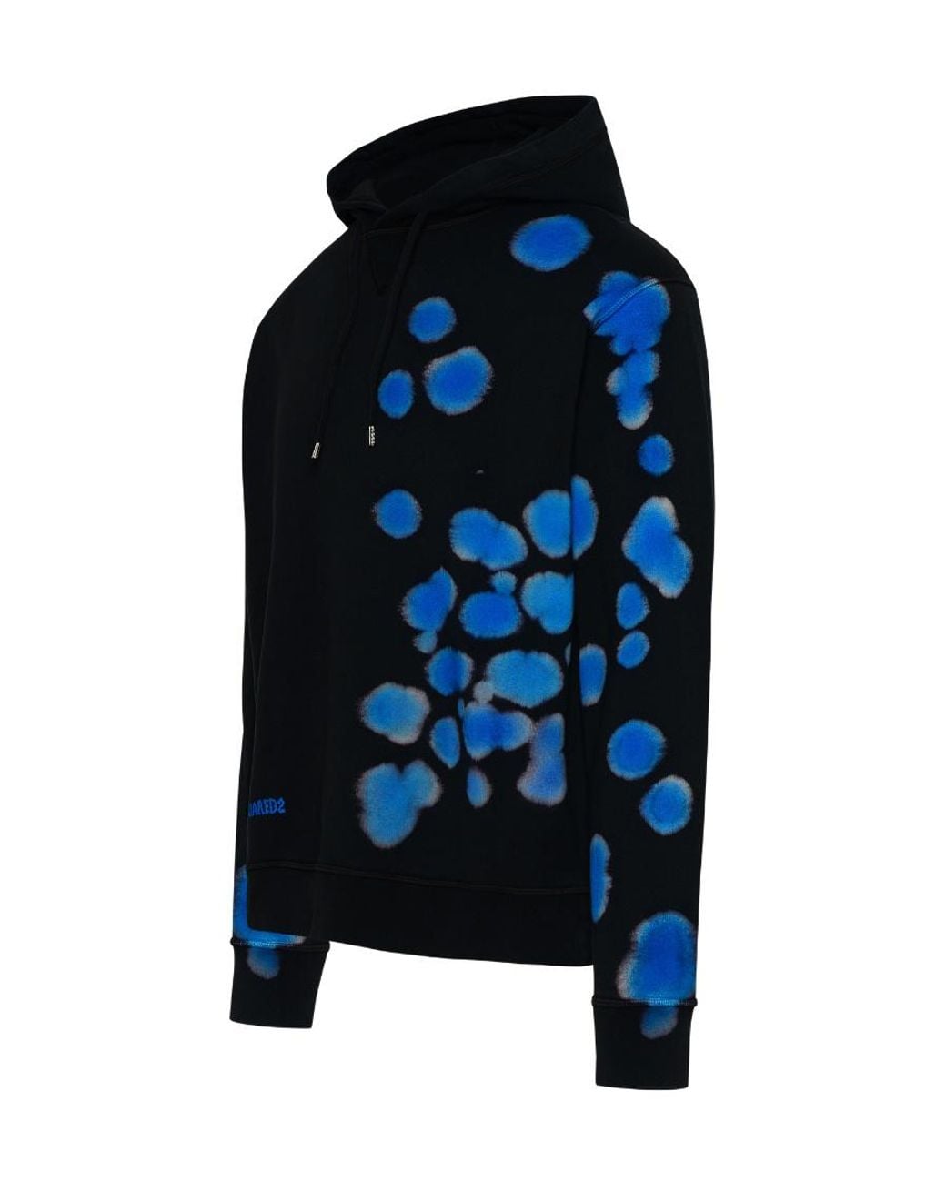 DSquared² Blue Dye-Print Cotton Hoodie for men