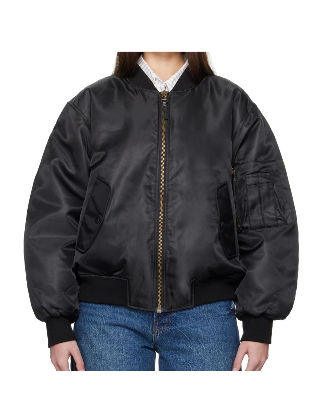Anine Bing Black Leon Zipped Bomber Jacket