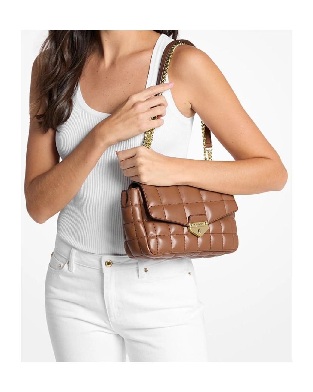 Michael Kors Brown Soho Large Quilted Shoulder Bag