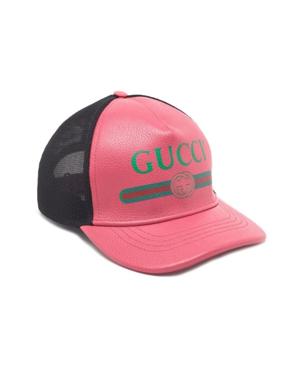 Gucci Pink Logo Print Baseball Cap