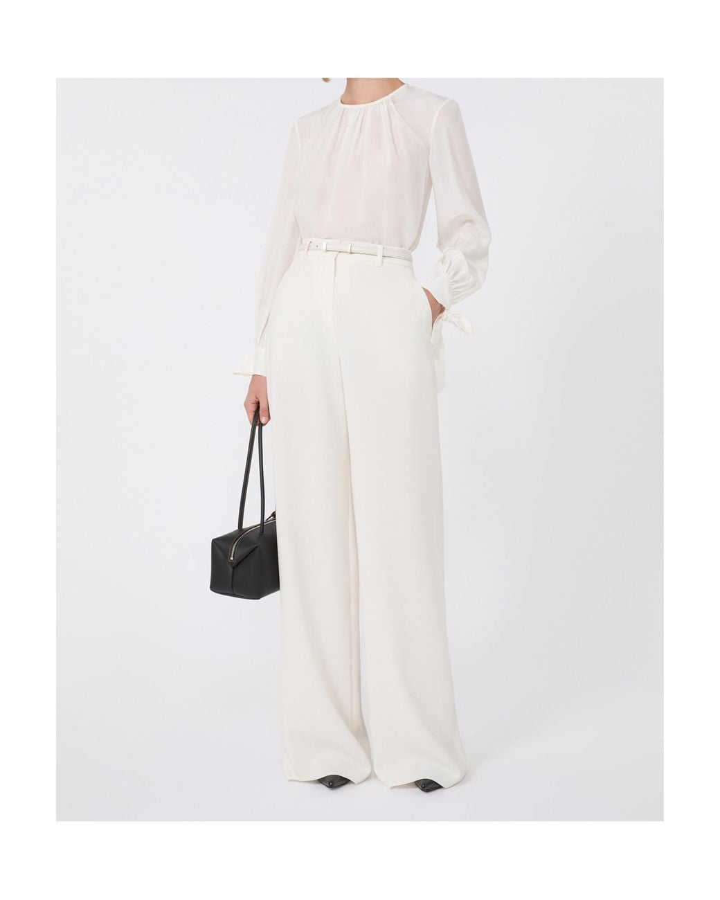 Max Mara White Silk Crepe De Chine Blouse