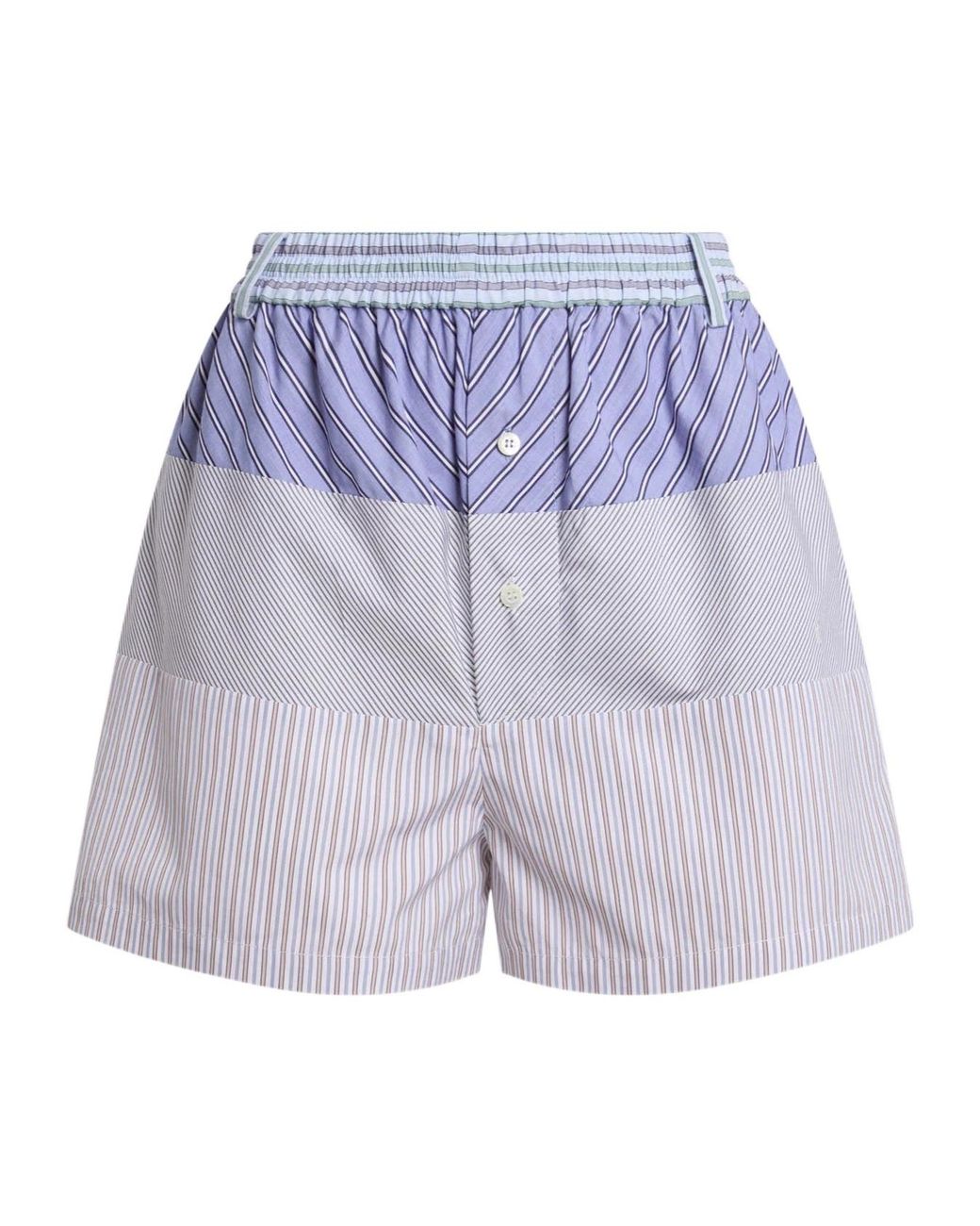 Moschino Purple Panelled Striped Shorts