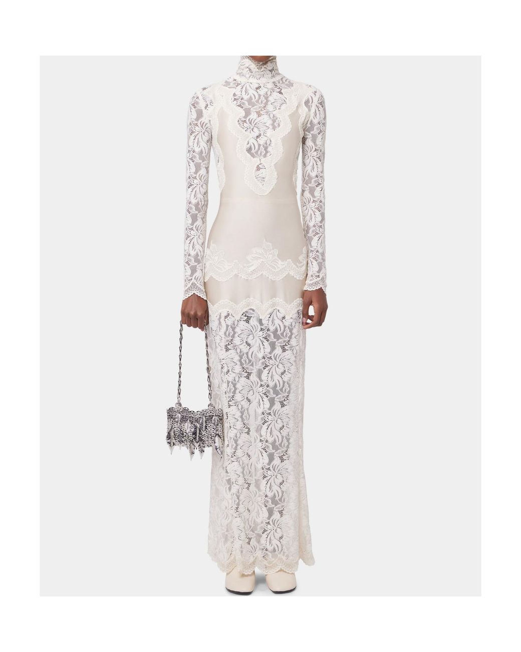 Rabanne White Laced Jersey Long Dress