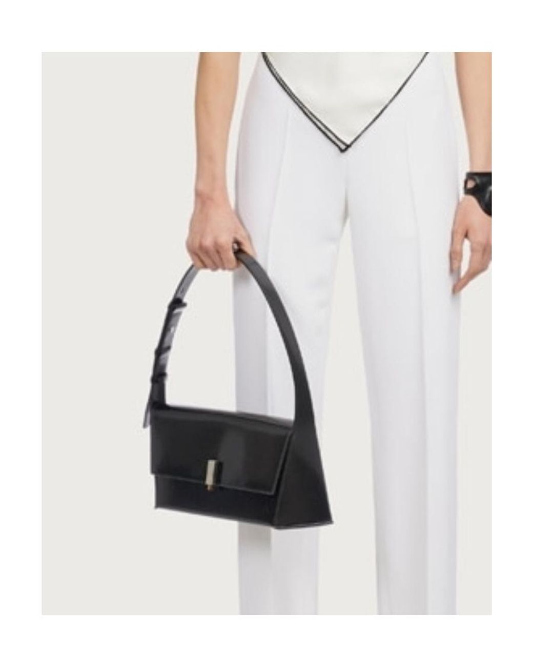 Ferragamo Black Ferragamo Geometric Logo Engraved Shoulder Bag