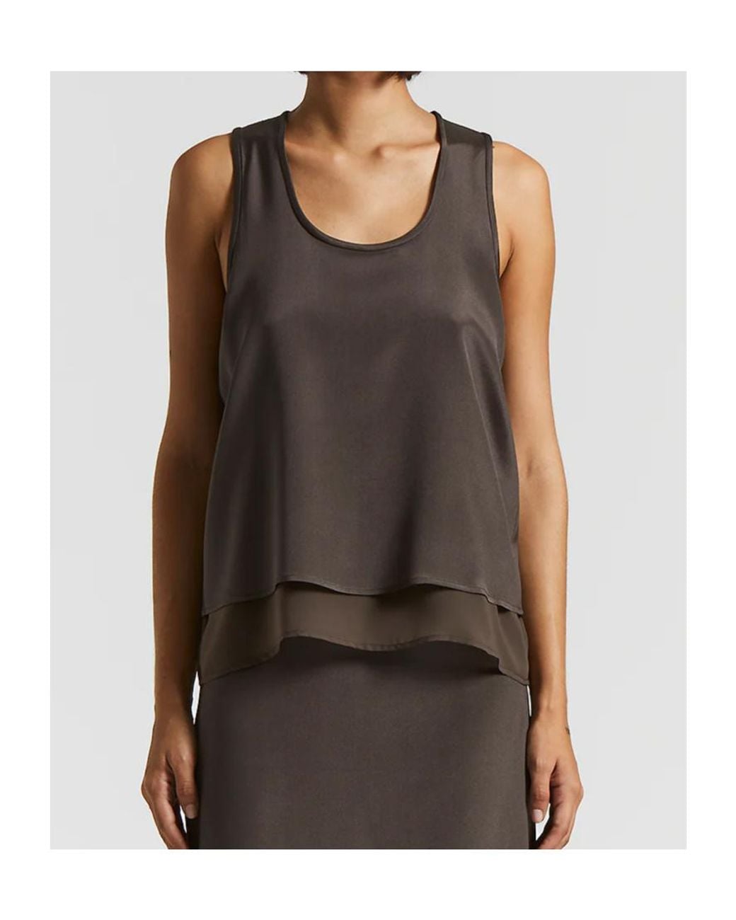 Peserico Brown Sleeveless Crepe Top