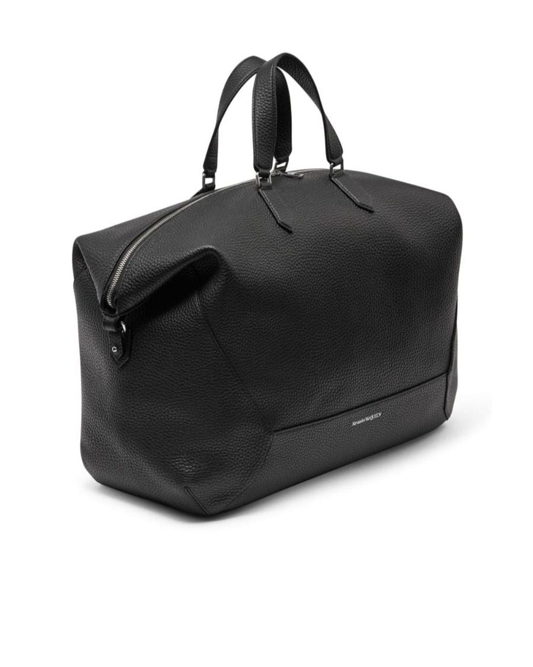 McQueen Black The Edge Zipped Duffle Bag for men