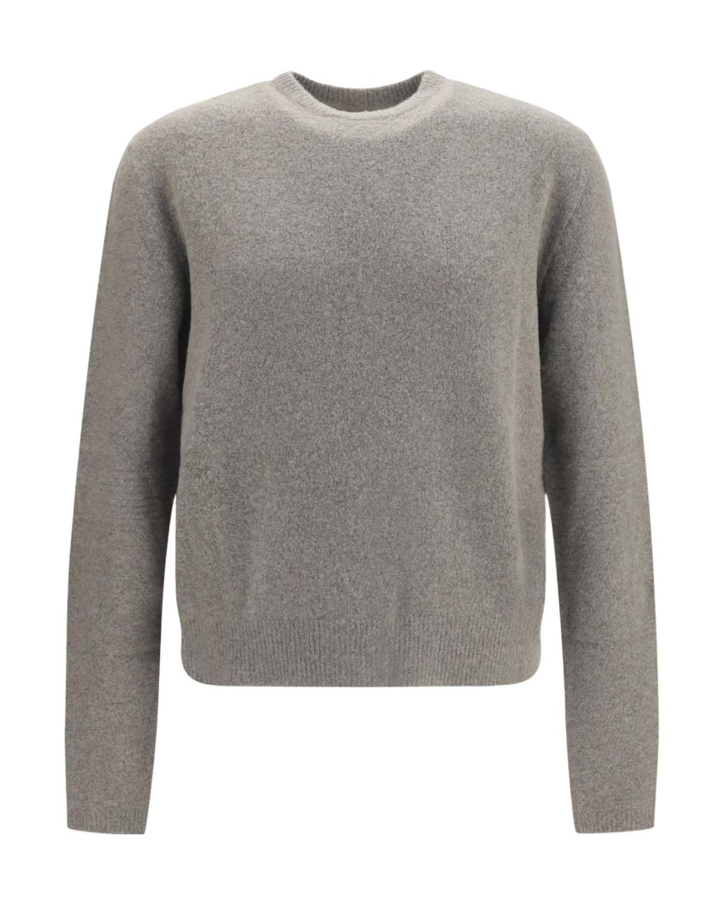Rick Owens Gray Ribbed Crewneck Sweater for men