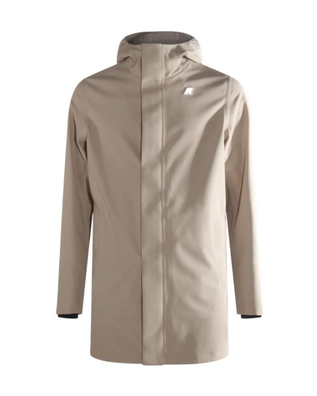 K-Way Gray Logo Patch Hooded Coat for men