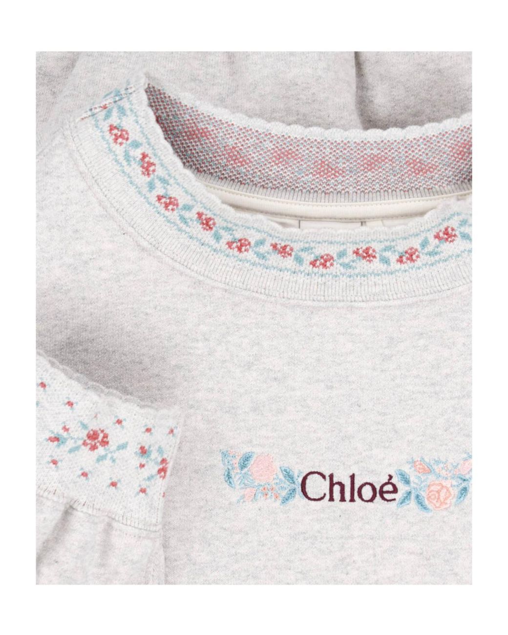 Chloé White Chloé Floral Trim Knitted Sweater