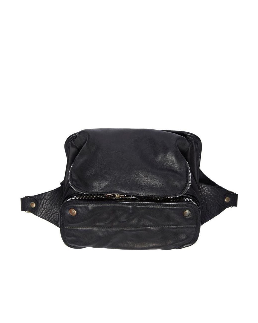 Guidi Black Zipper Waist Bag for men