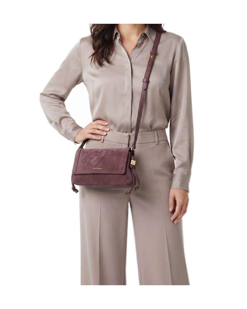 Coccinelle Purple Mini Thesssuede Leather Shoulder Bag