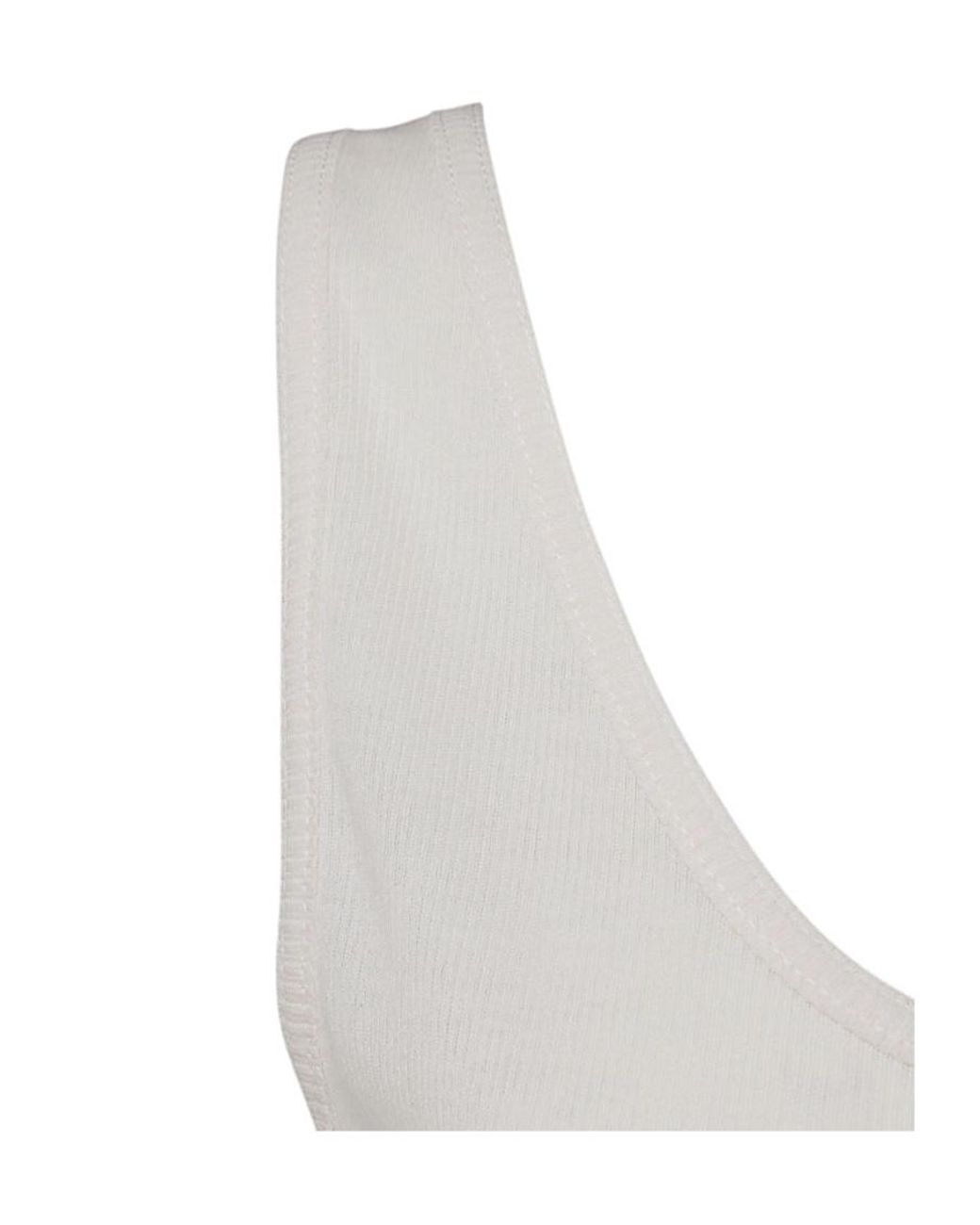 Saint Laurent White Sleeveless Ribbed Tank Top