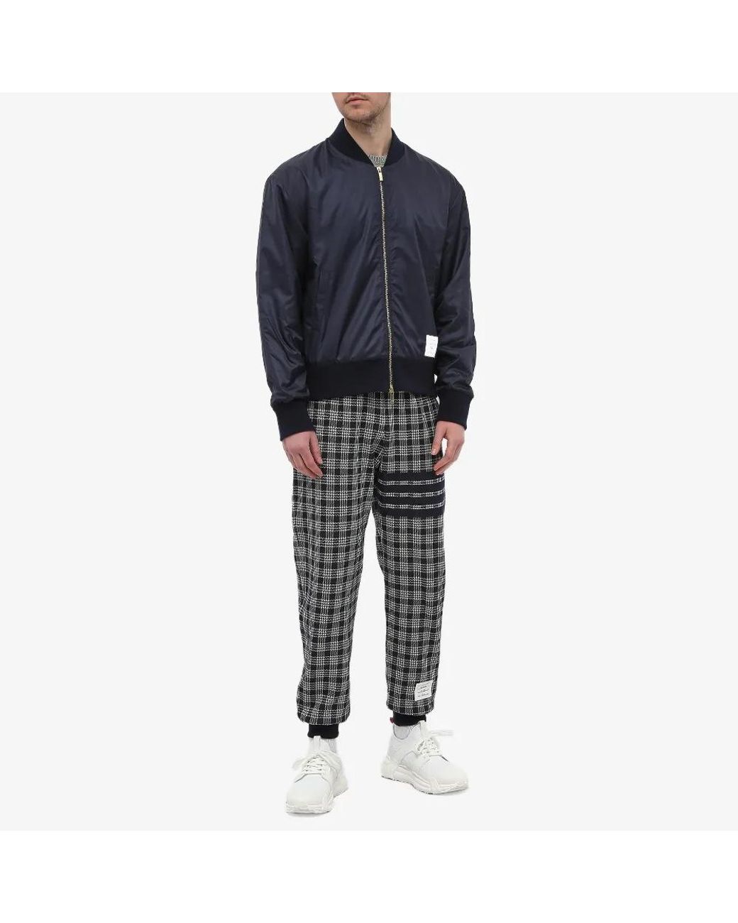 Thom Browne Gray Check-Pattern Drawstring Track Pants for men