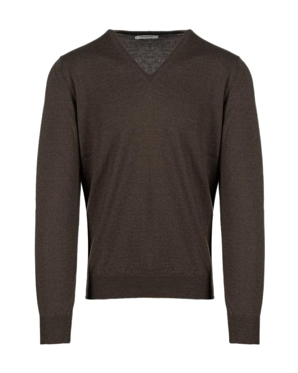 Gran Sasso Gray V-Neck Sweater for men