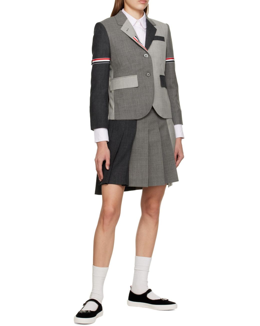 Thom Browne Gray Fun-Mix Panelled Blazer