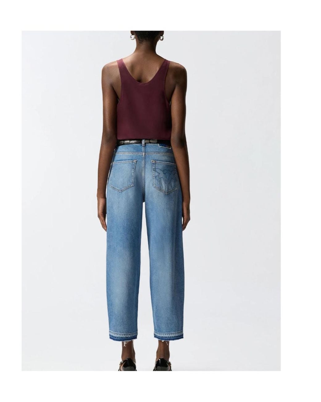 Pinko Blue High-Rise Straight-Leg Jeans