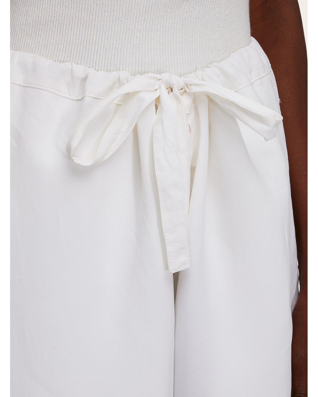 Ferragamo White Rope Wide-Legged Casual Trousers