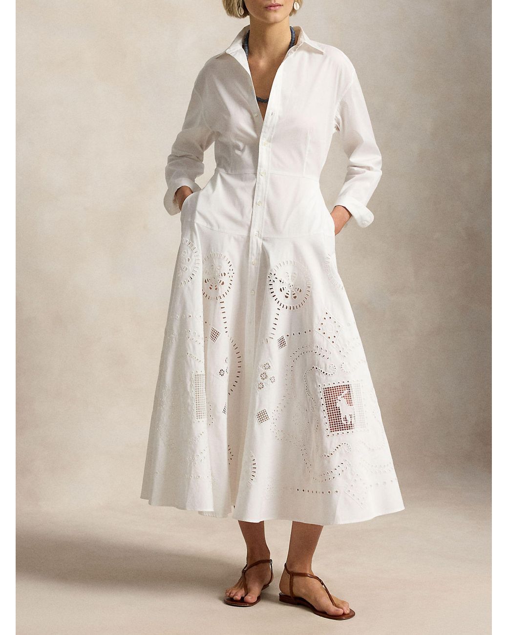 Polo Ralph Lauren White Broderie Shirt Dress