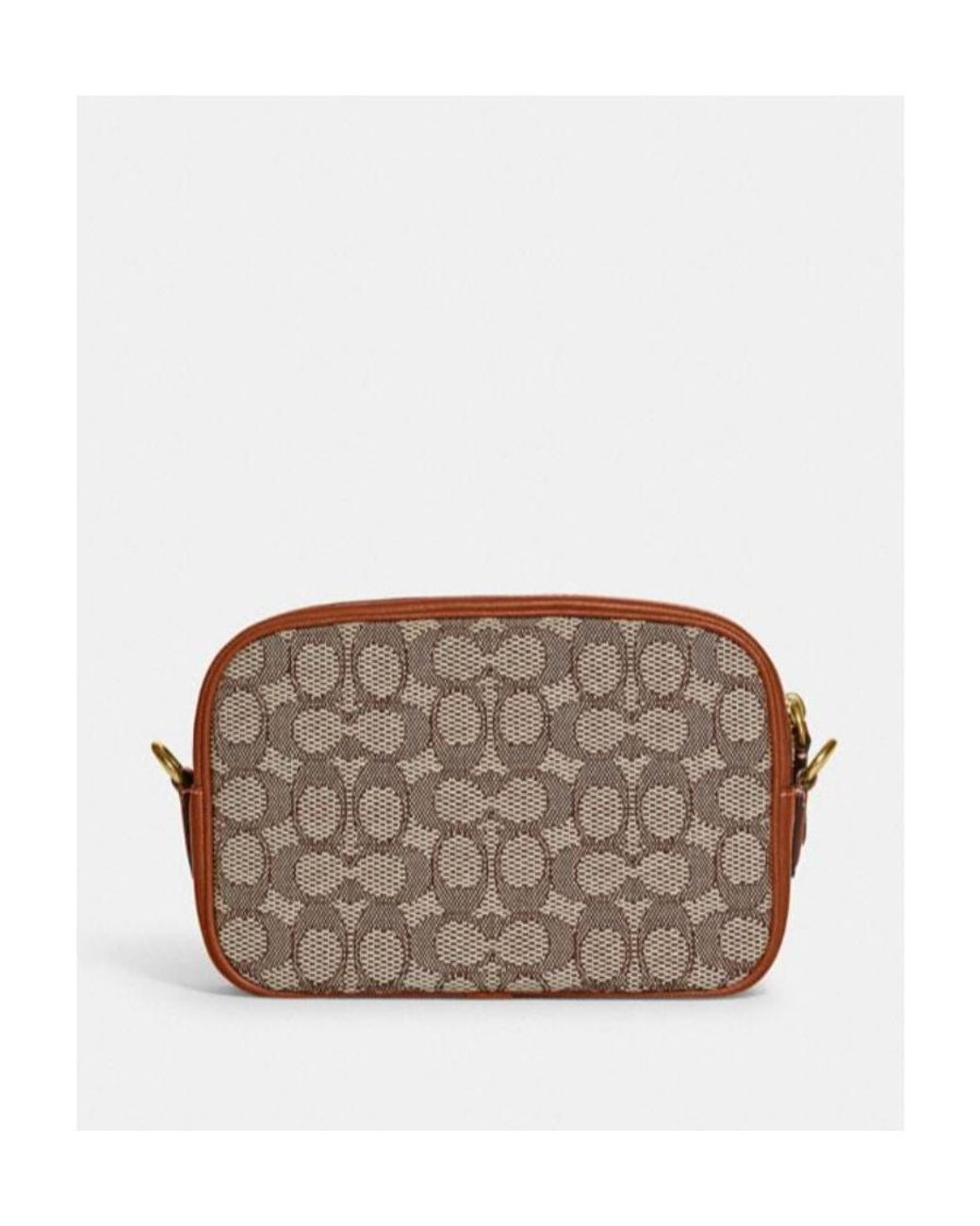 COACH Brown Monogram Logo-Plaque Camera Bag