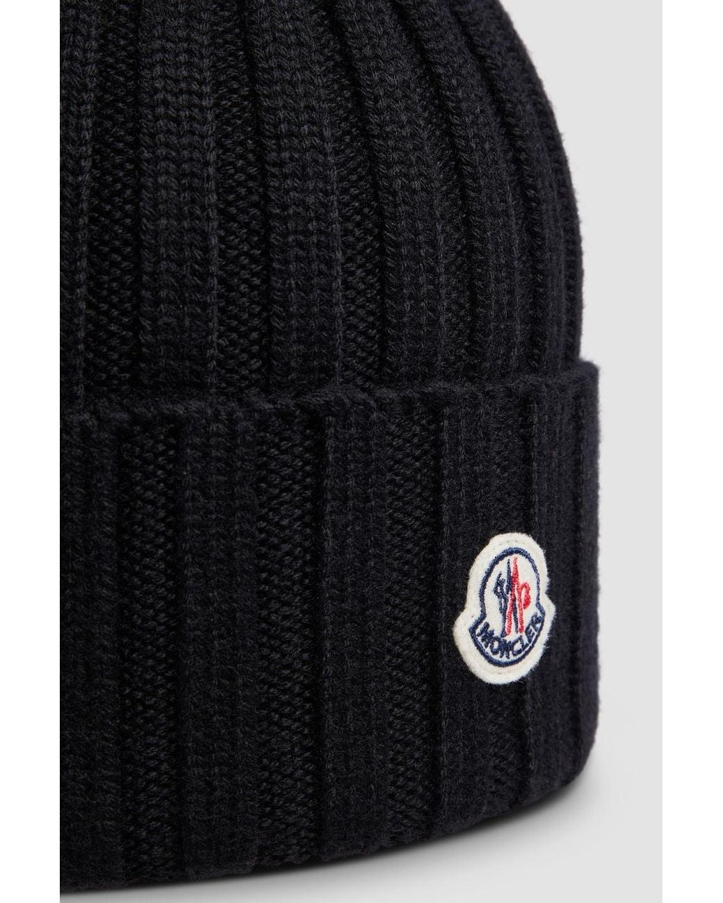 Moncler Black Logo Patch Beanie