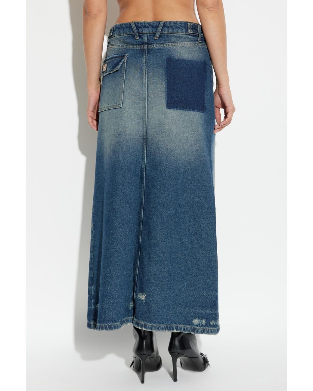 M I S B H V Blue Slit Detailed Denim Skirt