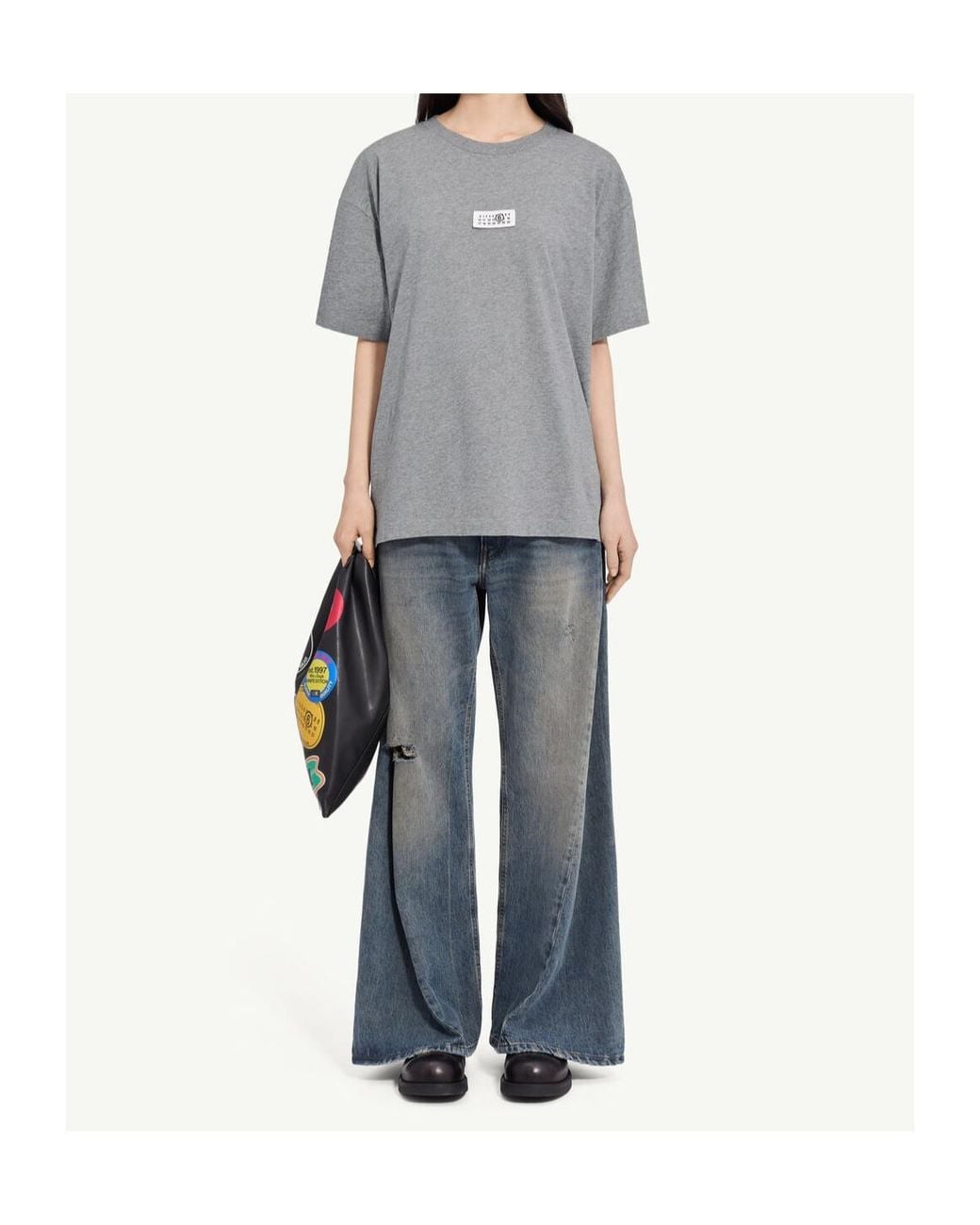 MM6 by Maison Margiela Gray Logo Patch Oversized T-Shirt