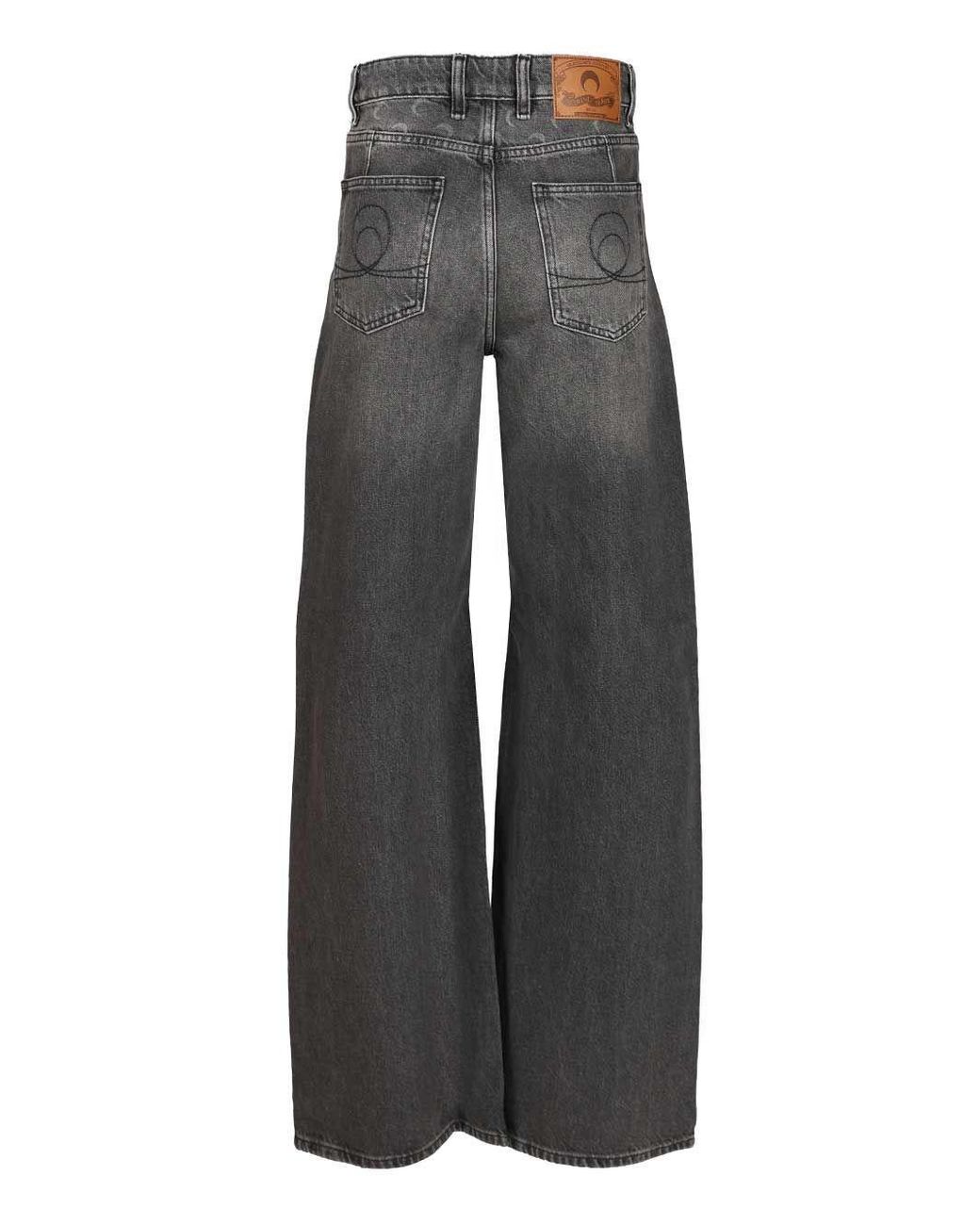 MARINE SERRE Gray Moon Laser Wash Denim High-Waist Flare Jeans