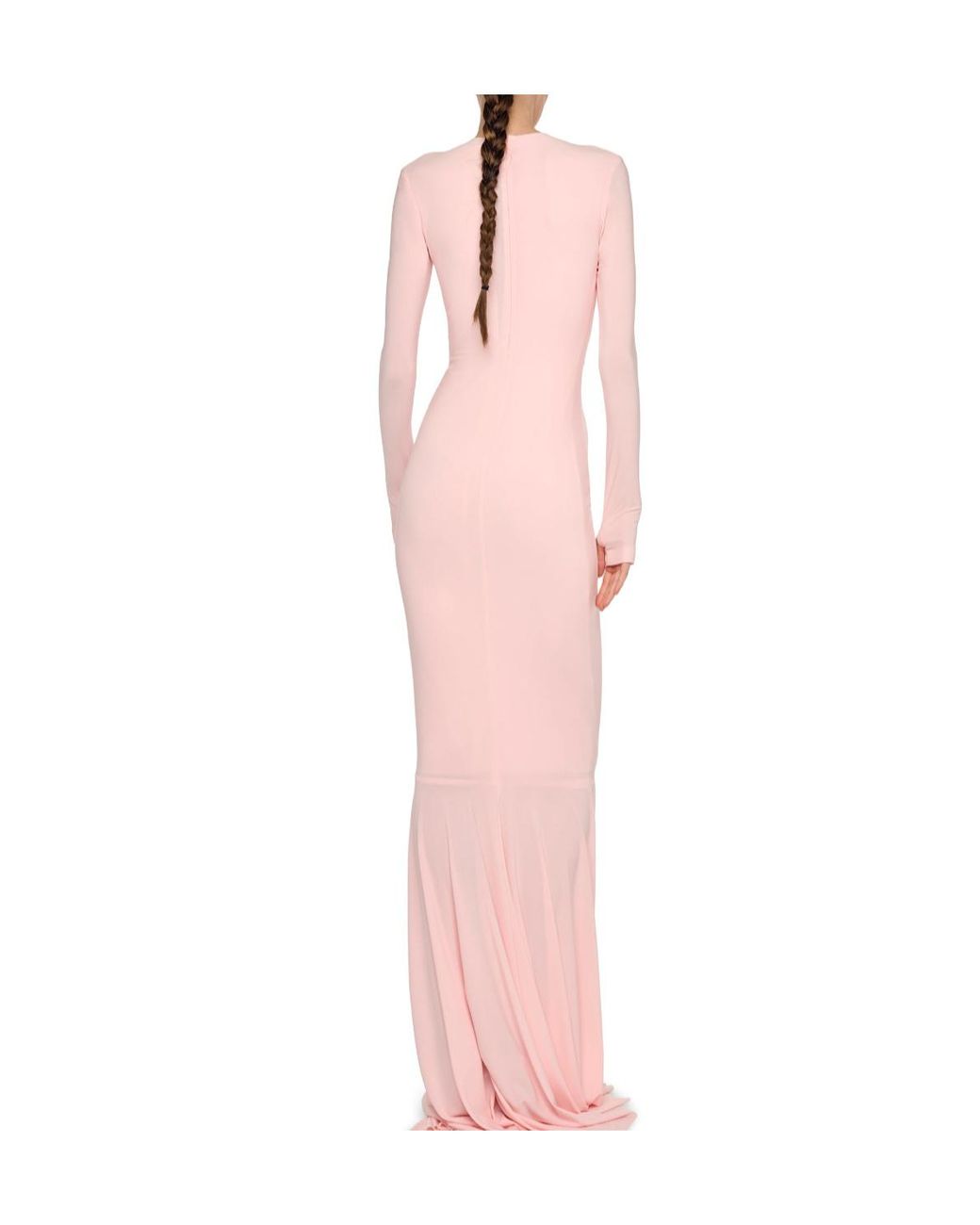Norma Kamali Pink Shirred Fishtail Long Dress