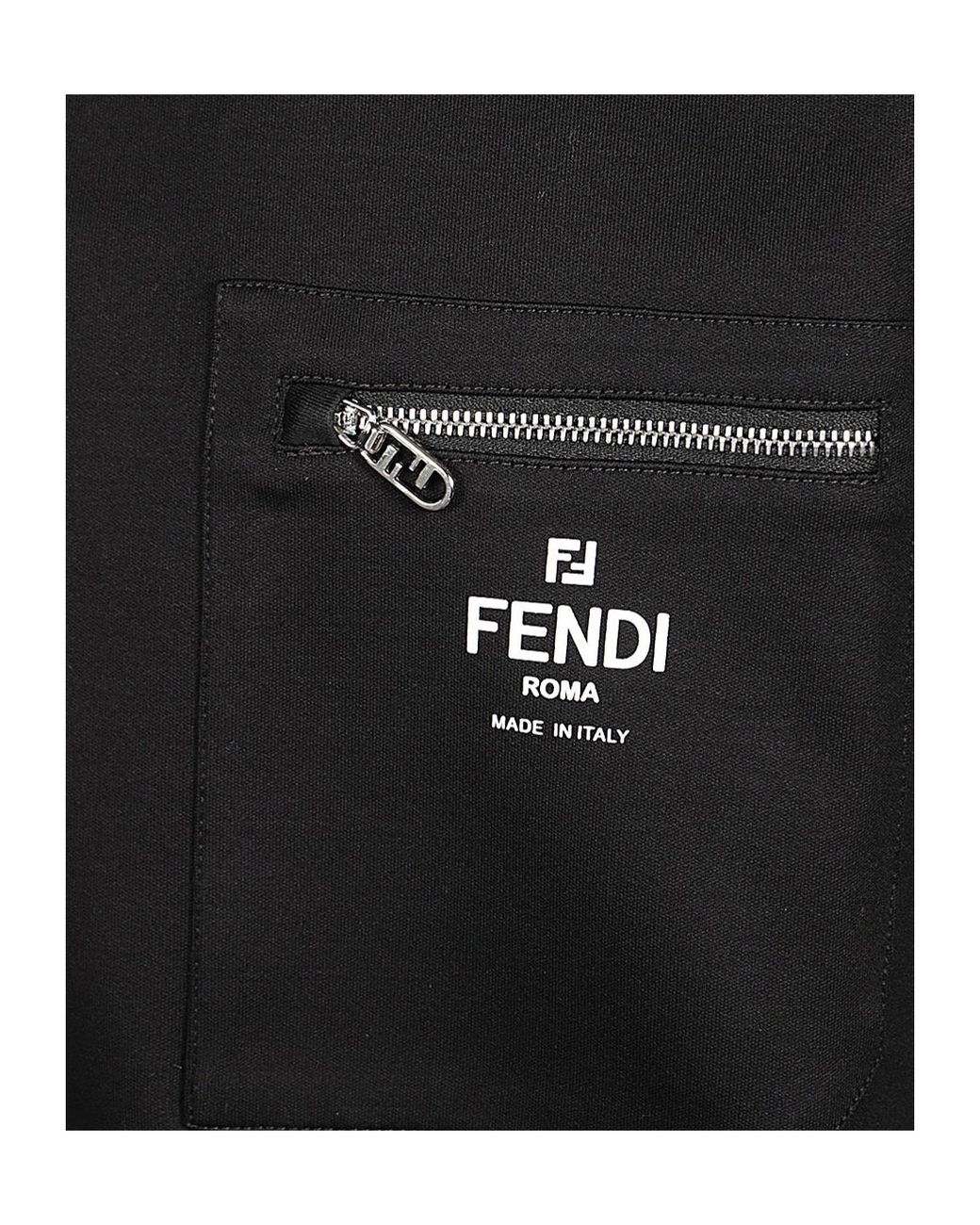 Fendi Black Logo Printed Crewneck T-Shirt for men