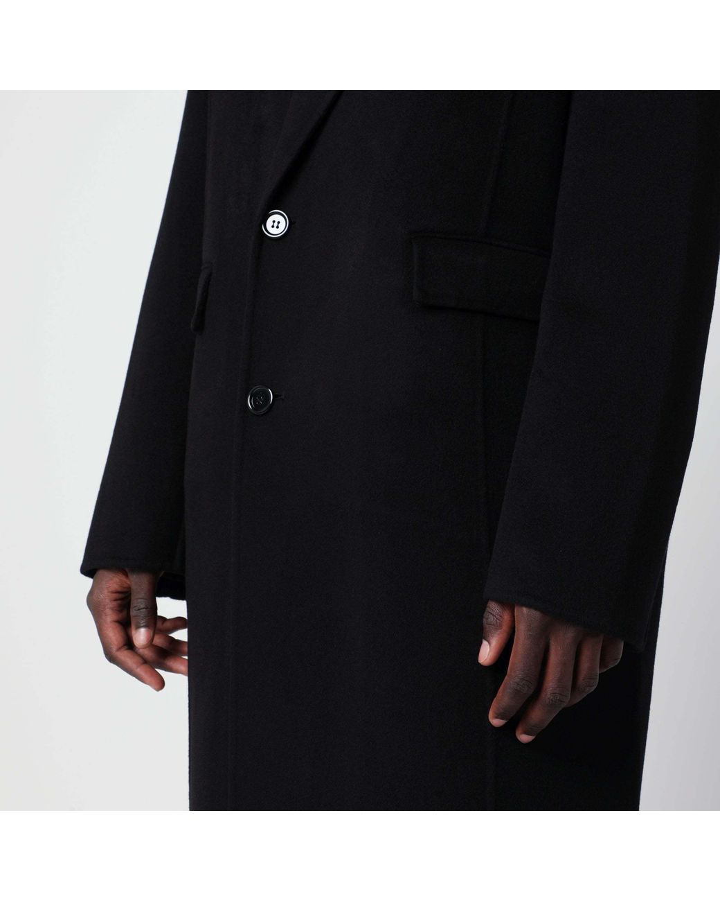 Séfr Black Cashmere Double-Breasted Coat for men