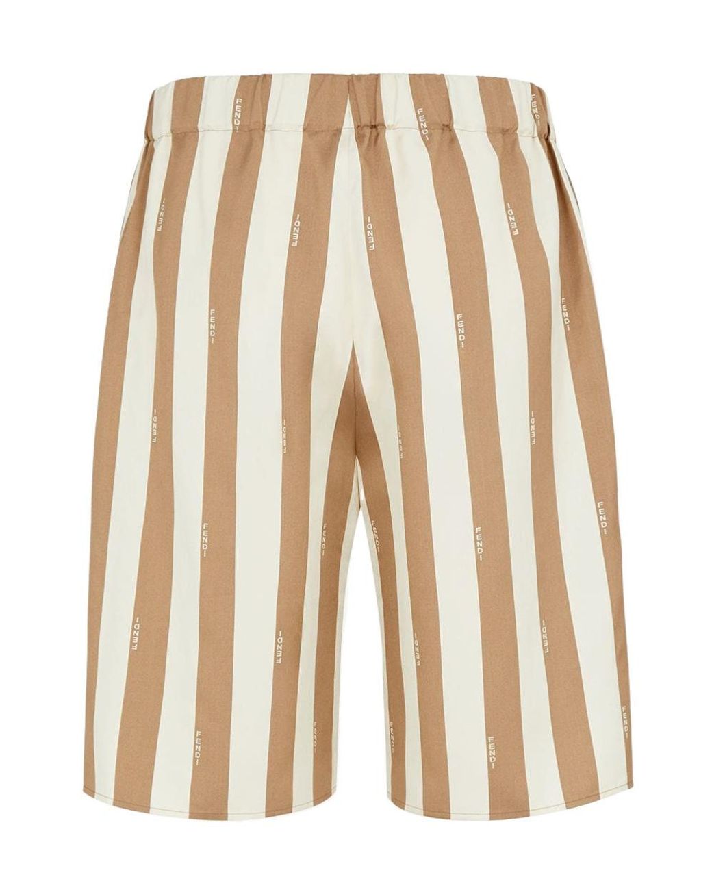 Fendi Natural Elasticated Waistband Striped Bermuda Shorts for men