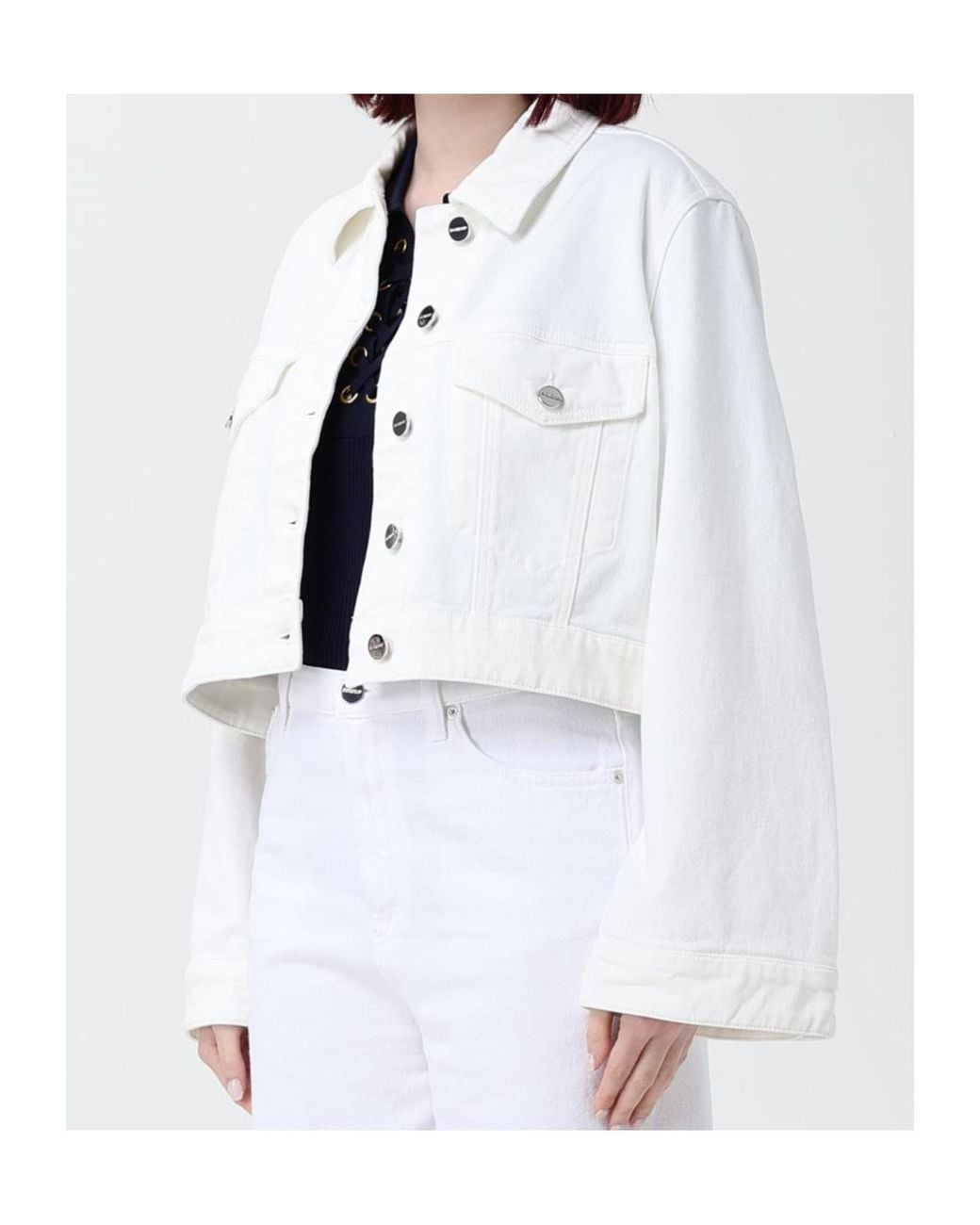 Dondup White Long-Sleeved Casual Jacket